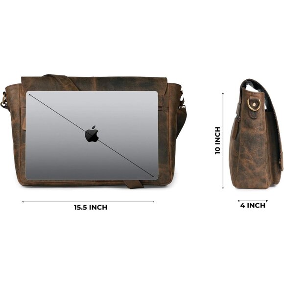 🆕Leather Village Men & Women Brown Vintage Leather Messenger Handmade Bag - Picture 7 of 10